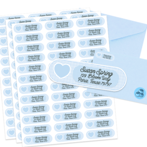 Blue Gingham Hearts Address Labels