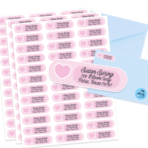 Pink Gingham Hearts Address Labels
