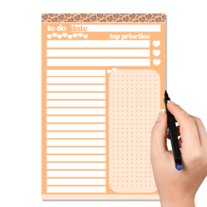 Retro Hearts Orange To Do Pad