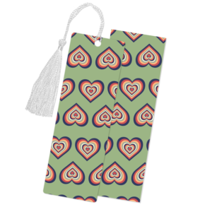 Retro Hearts Sage Bookmark